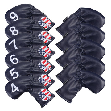 blue USA flag lucky four clover iron cover 11pcs (4-9,Pw,Aw,Sw,Lw,X) Head Cover